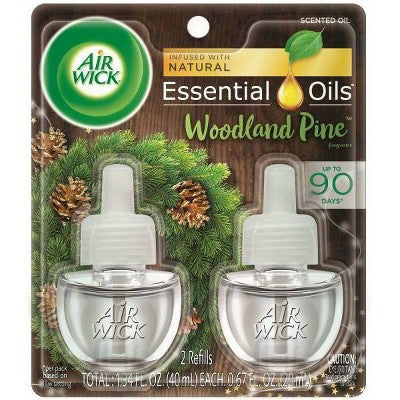 Air Wick Scented Oil Twin Refill Essential Oils - Woodland Pine - 1.34oz