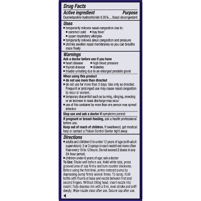 Afrin Nasal Spray No Drip Extra Moisturizing Nasal Congestion Relief Pump Mist - 0.5 fl oz