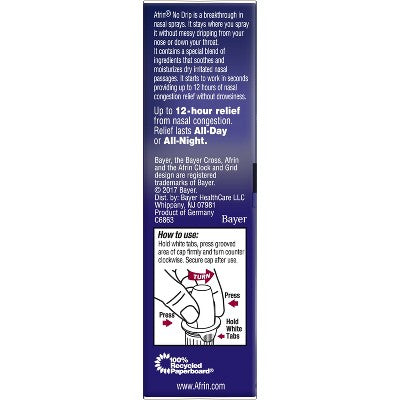 Afrin Nasal Spray No Drip Extra Moisturizing Nasal Congestion Relief Pump Mist - 0.5 fl oz