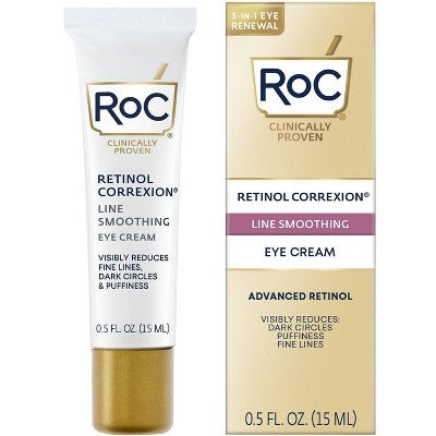 RoC Retinol Correxion Line Smoothing Anti-Aging Wrinkle Eye Cream for Dark Circles & Puffy Eyes - 0.5 fl oz