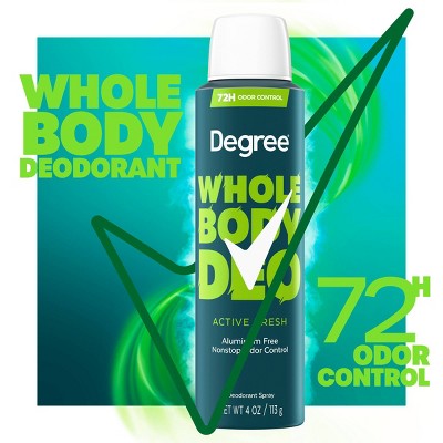 Degree Whole Body Aluminum Free Deodorant Spray for Men72H Odor Protection - Active Fresh - 4oz