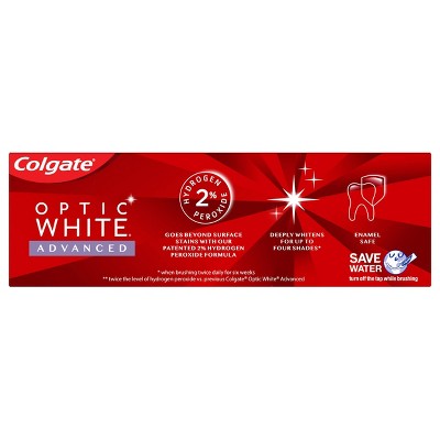 Colgate Optic White Advanced Whitening Toothpaste with 2% Hydrogen Peroxide - Sparkling White - 3.2oz