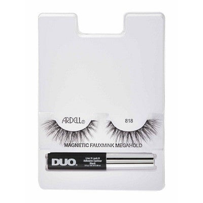 Ardell Magnetic Faux Mink No.818 False Eyelashes with MegaHold Liquid Liner Kit - 2pc