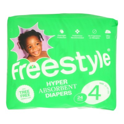 Freestyle Hyper Absorbent Diapers Size 4 - Case of 6 packs of 24 ct