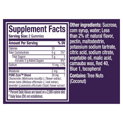 Pure Zzzs Chamomile & Lavender Melatonin Gummies - Wildberry Vanilla - 48ct