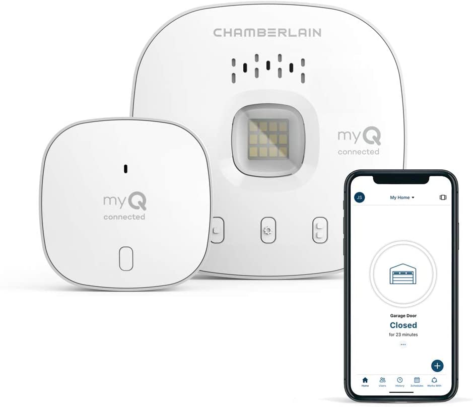 CHAMBERLAIN Smart Garage Control - Wireless Garage Hub and Sensor with Wifi & Bluetooth - Smartphone Controlled, myQ-G0401-ES, White