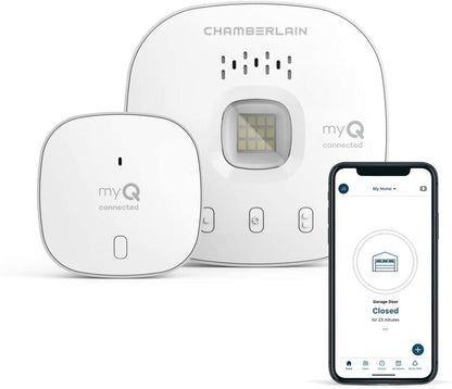 CHAMBERLAIN Smart Garage Control - Wireless Garage Hub and Sensor with Wifi & Bluetooth - Smartphone Controlled, myQ-G0401-ES, White