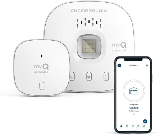 CHAMBERLAIN Smart Garage Control - Wireless Garage Hub and Sensor with Wifi & Bluetooth - Smartphone Controlled, myQ-G0401-ES, White
