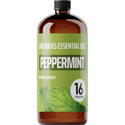 LAB BULKS ESSENTIAL OIL Lab Bulks Peppermint Essential Oil 16 oz Bottle, for Diffusers, Home Care, Candles, Cleaning, Spray 1 Pack