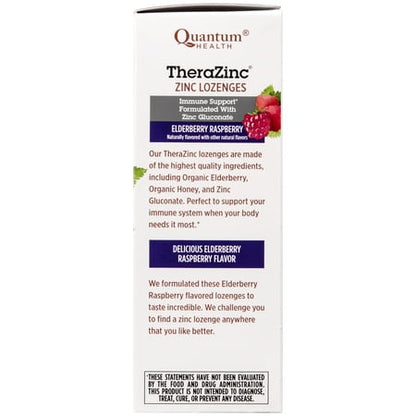 Quantum Health Organic TheraZinc Elderberry Raspberry Immune Support Zinc Supplement Lozenges, 25 Ct