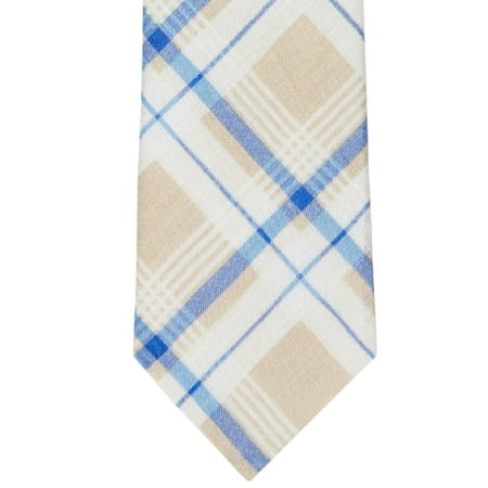 Tommy Hilfiger Mens Slim Tie Plaid Linen Taupe Necktie One Size