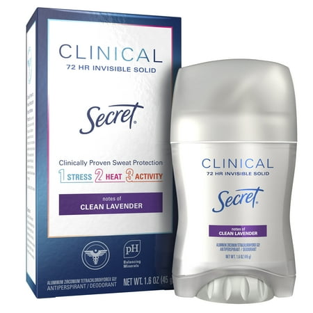Secret Clinical Strength Invisible Solid Antiperspirant and Deodorant for Women, Clean Lavender, 1.6 oz