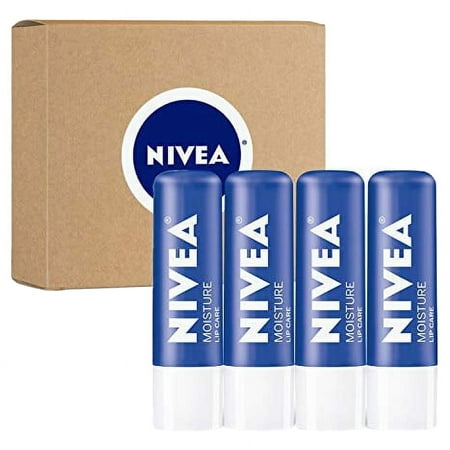 NIVEA Moisture Lip Care, Unisex Intensively Moisturizing Balm, 0.17 oz, Pack Of 4
