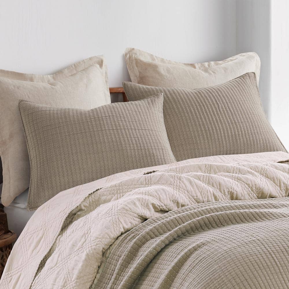 Caden Taupe Cotton Gauze King Coverlet Blanket