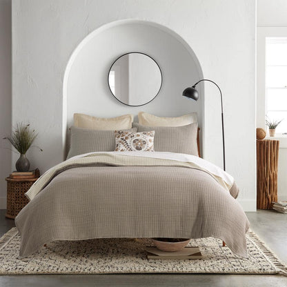 Caden Taupe Cotton Gauze King Coverlet Blanket