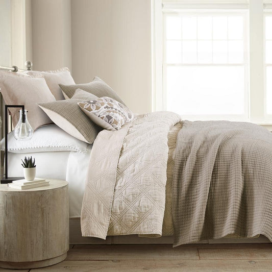 Caden Taupe Cotton Gauze King Coverlet Blanket