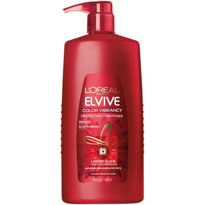 L'Oreal Elvive Color Vibrancy Protecting Conditioner with Linseed Elixir, 28 fl oz