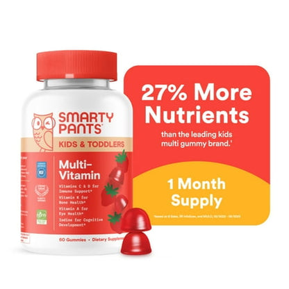 SmartyPants Kids & Toddler Multivitamin Gummies, Wellness Supplement for Kids, Vitamin C, B12, 60 ct