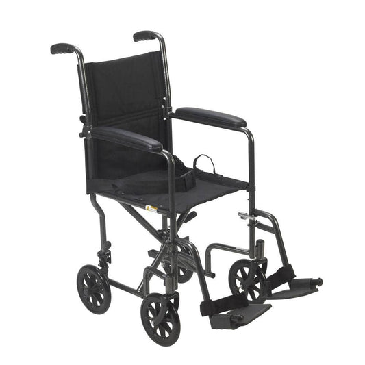 Lightweight Steel Transport Wheelchair with Fixed Full Arms