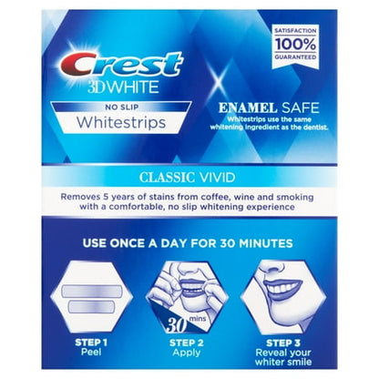 Crest 3D White Whitestrips Classic Vivid Teeth Whitening Kit, 10 Treatments