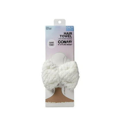 Conair Microfiber Hair Towel with Bow, White, 1 Count