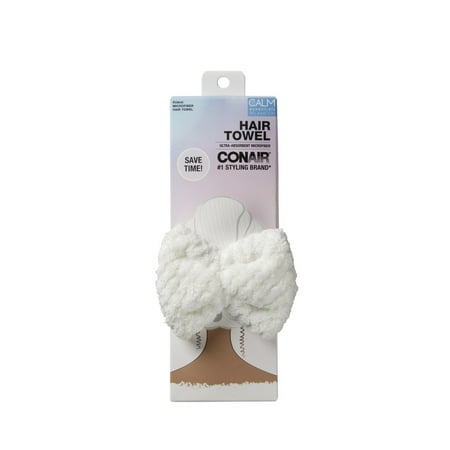 Conair Microfiber Hair Towel with Bow, White, 1 Count