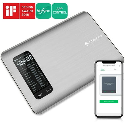 Etekcity ESN00 Digital Kitchen Scale, Smart Food Scale with Nutritional Calculator