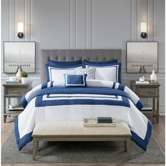 Lexington 8-Piece Navy Microfiber King/Cal King Comforter Set