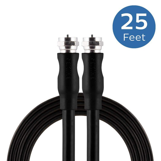 25 ft. RG6 Dual Shield Coaxial Cable with F-Type Connectors in Black