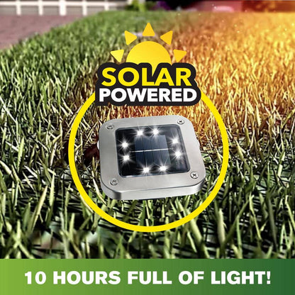 Solar Powered Stainless Steel Outdoor Integrated LED Super Bright In-Ground Square Disk Path Lights (8-Pack)