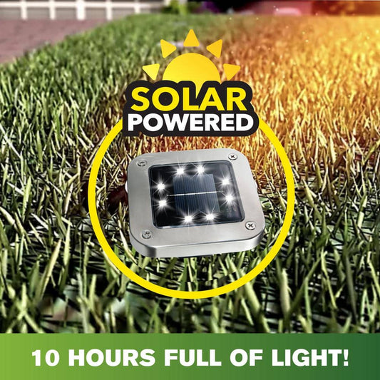 Solar Powered Stainless Steel Outdoor Integrated LED Super Bright In-Ground Square Disk Path Lights (8-Pack)