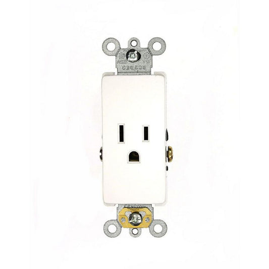15 Amp Decora Plus Commercial Grade Self Grounding Single Receptacle, White