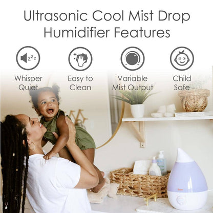 1 Gal. Drop Ultrasonic Cool Mist Humidifier for Medium to Large Rooms up to 500 sq. ft. - White